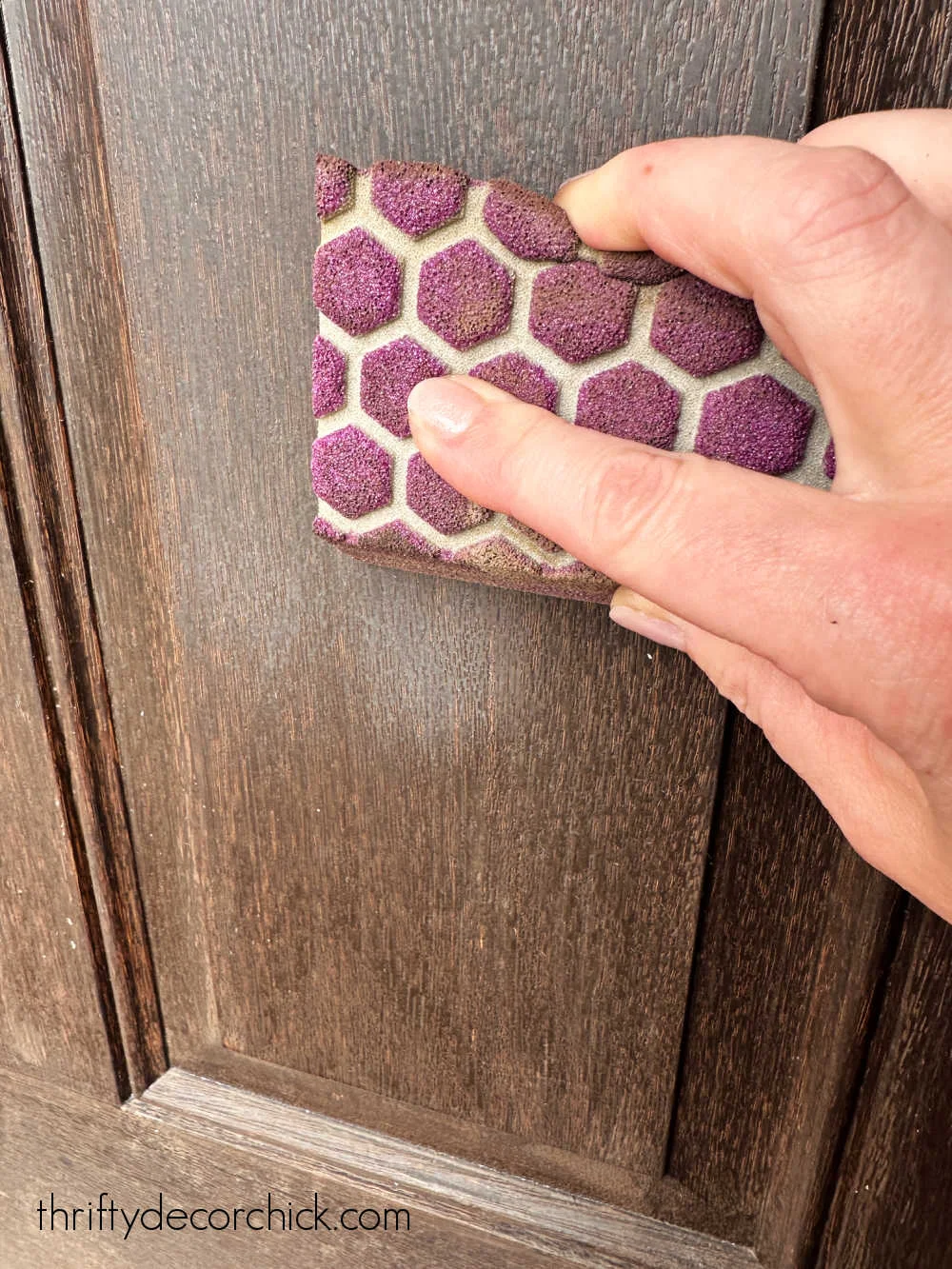 sanding stained door